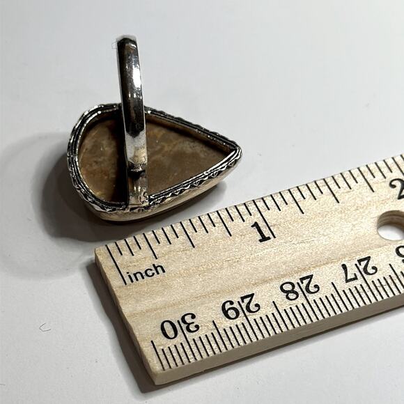 💕 Agate gemstone, silver plated ring stamp 925 handcrafted size 9 - Picture 6 of 6